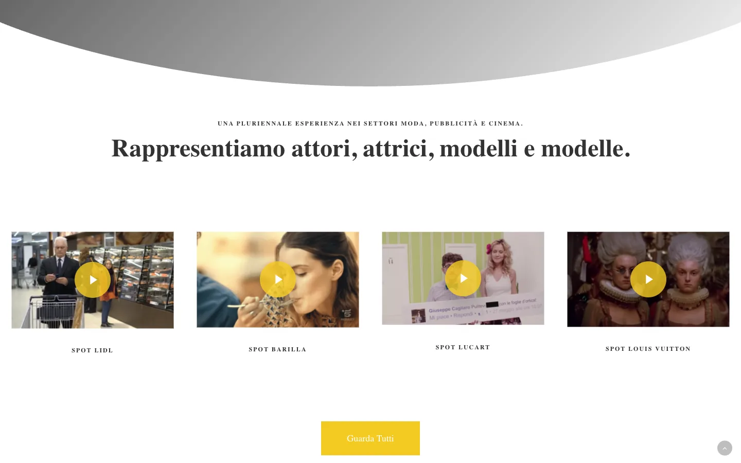 Página de inicio de Stars Agency con la marca de la agencia, imágenes de casting y la presentación del talento.